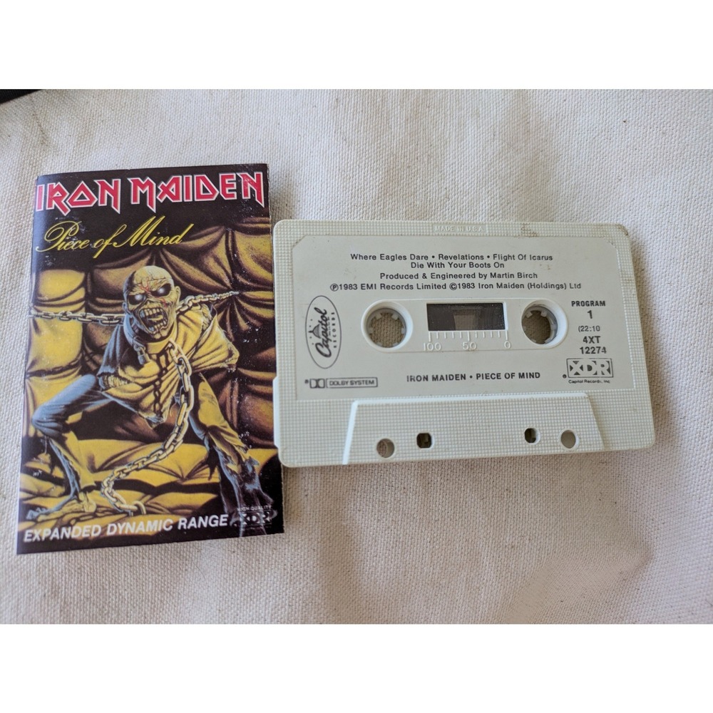 1983 Iron Maiden Piece of Mind Cassette Tape Capitol Records 4XT-12274 Vintage